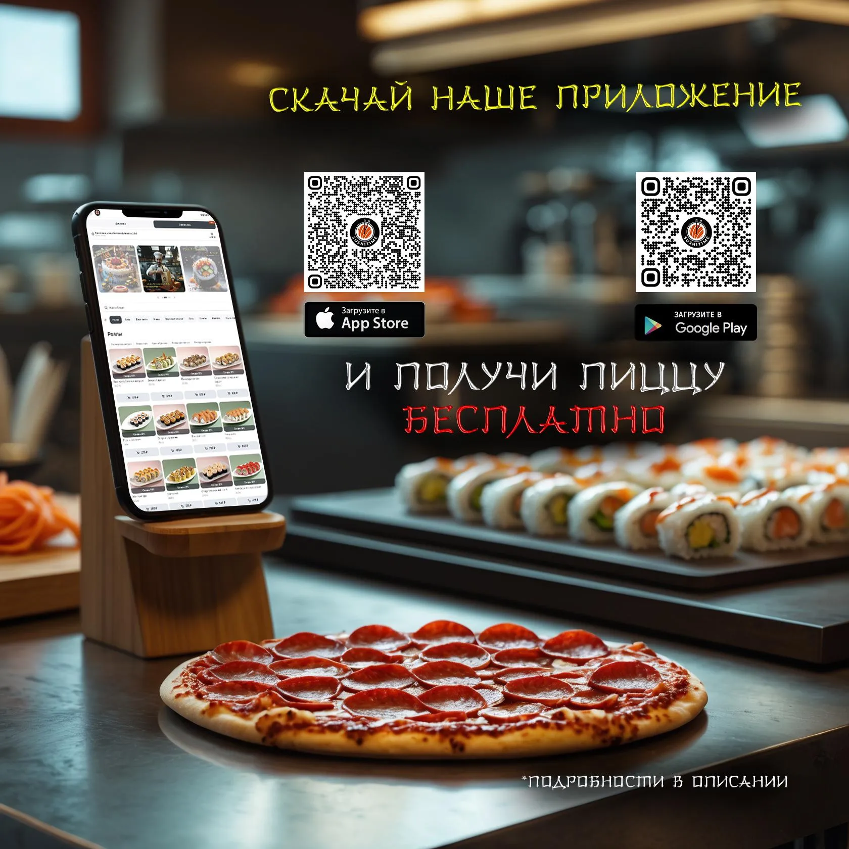 Пицца в подарок за скачивание приложения